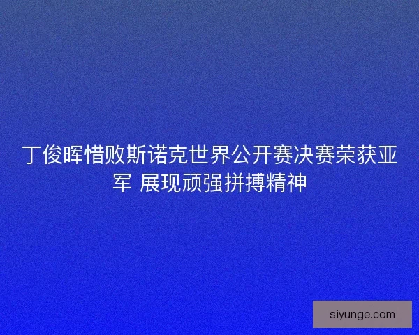 丁俊晖惜败斯诺克世界公开赛决赛荣获亚军 展现顽强拼搏精神